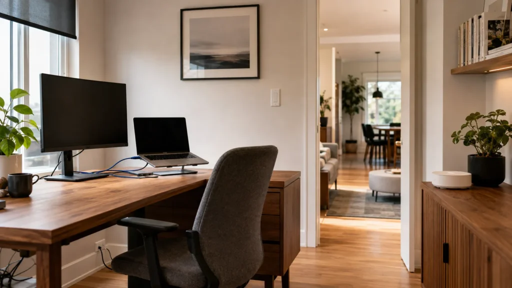 Home-office computer connected to the network through Ethernet.
