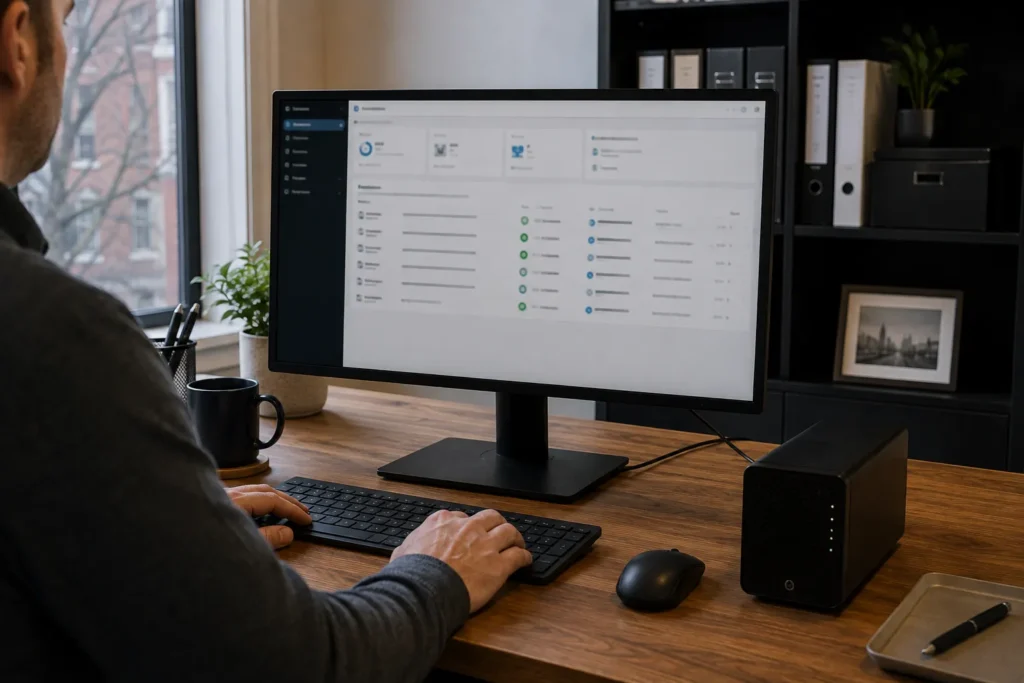 Backup job history being reviewed on a small-business computer.
