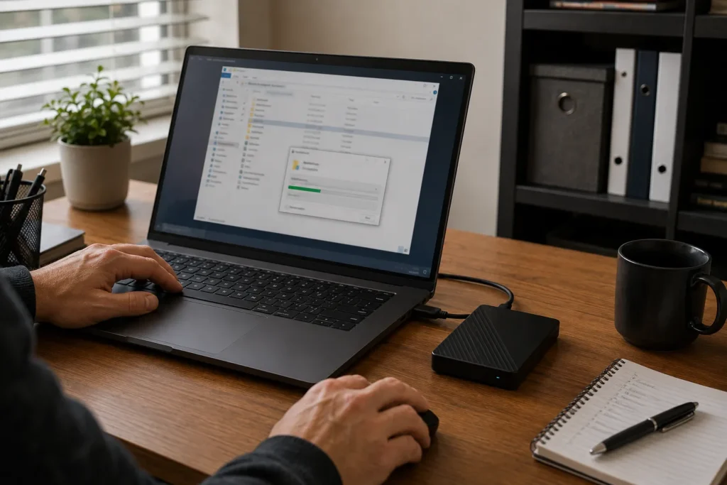 Test file being restored from a backup to a separate folder.
