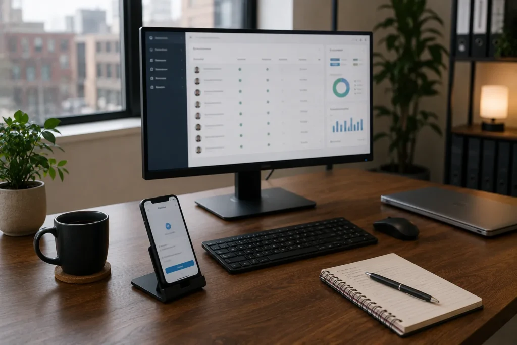 Small-business user accounts and multi-factor authentication being managed.
