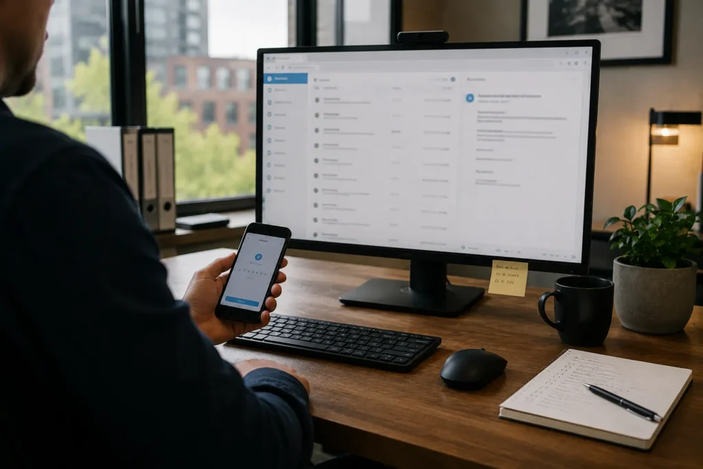 Business email account being secured with multi-factor authentication.