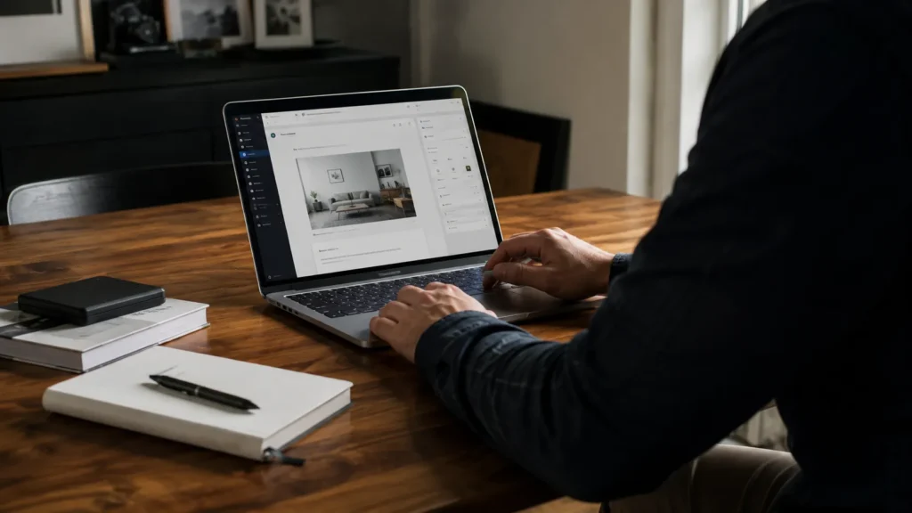 Small-business website content being edited through a content management system.
