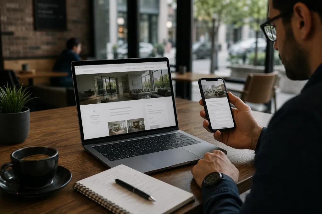 Small-business website being tested for mobile performance.
